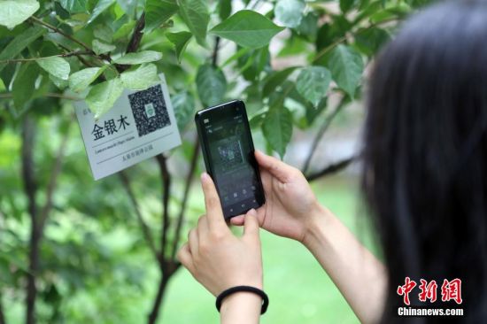 山西太原公园里植物挂起二维码身份证_中国